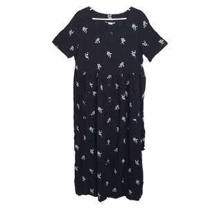 Fiber Optics Short Sleeve Midi Floral Dress sz 11/12 Front Pocket Button detail